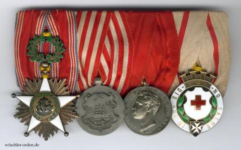 Deutsches Reich, 4er Ordensschnalle des Konsuls Goedelt, mit Liberia und Spanien