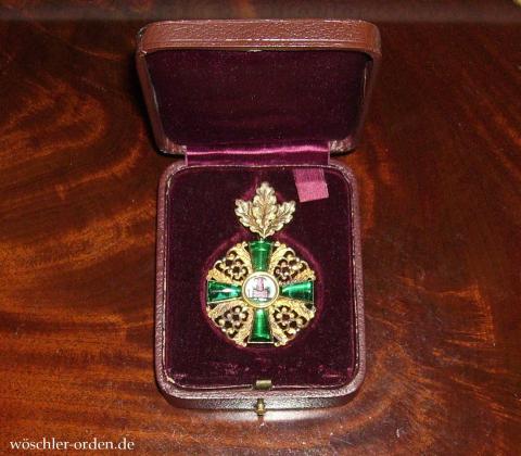 Baden, Orden vom Zähringer Löwen, Ritterkreuz I. Klasse mit Eichenlaub, im Verleihungsetui