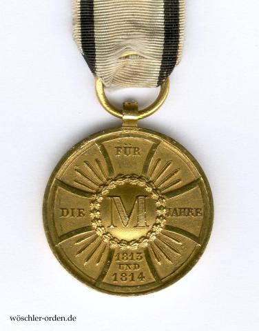 Bayern, Medaille des Militärdenkzeichens für 1813, 1814, 1815 für die Militärbeamten (1848)