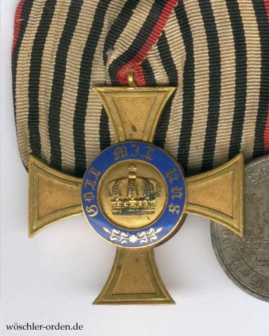 Preußen, Königlicher Kronenorden (3. Modell), IV. Klasse am Erinnerungsband, an 2er Ordensschnalle