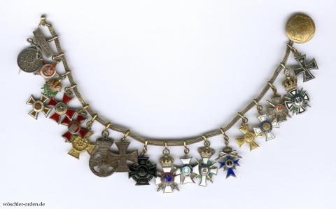 Preußen, 18er Miniatur-Kettchen Oberst Heye mit Bayern, Sachsen, Württemberg, Oldenburg usw.