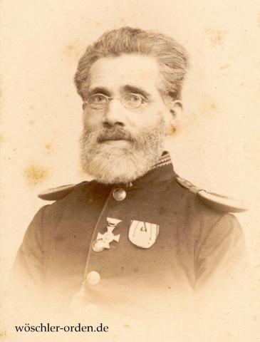 Preußen, Hohenzollernsche Denkmünze 1848/1849 für Kämpfer, an 1er Ordensschnalle, Trägerportrait