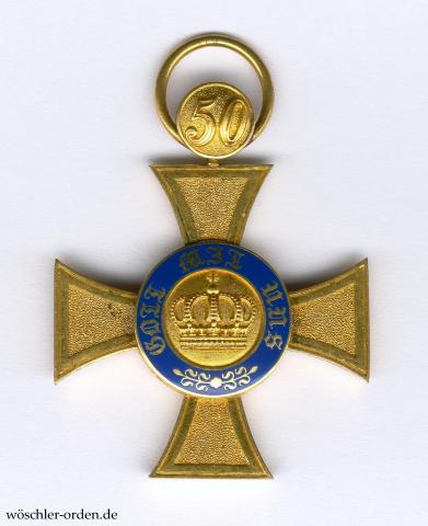 Preußen, Königlicher Kronenorden (3. Modell), IV. Klasse mit Jubiläumszahl 50, von Humbert & Sohn