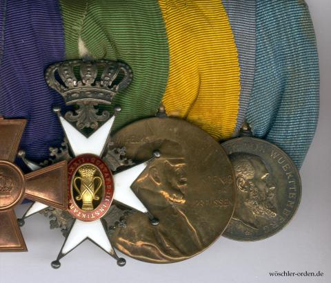 Schweden, Wasaorden (2. Modell), Ritterzeichen II. Klasse, an preußischer 8er Ordensschnalle mit Österreich und Württemberg