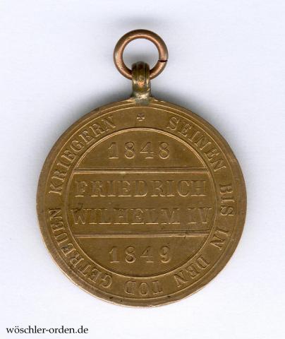 Preußen, Hohenzollernsche Denkmünze 1848/1849 für Kämpfer