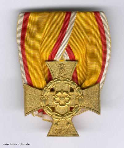 Lippe-Detmold, Kriegsverdienstkreuz (1. Ausgabe), an 1er Ordensschnalle von J. Godet & Sohn, Berlin