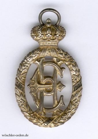 Reuß, Erinnerungsabzeichen zum Silbernen Ehejubiläum 1909 am Bande