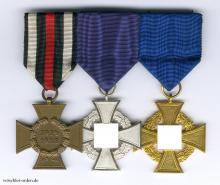 Deutsches Reich, Treudienst-Ehrenzeichen I. Stufe, an 3er Ordensschnalle